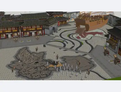 中式明朝地图航海主题商业广场
