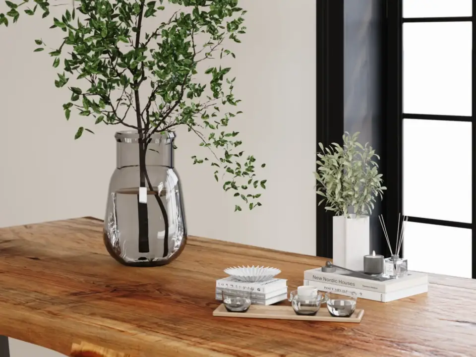现代花瓶 植物 桌面摆件 摆件组合