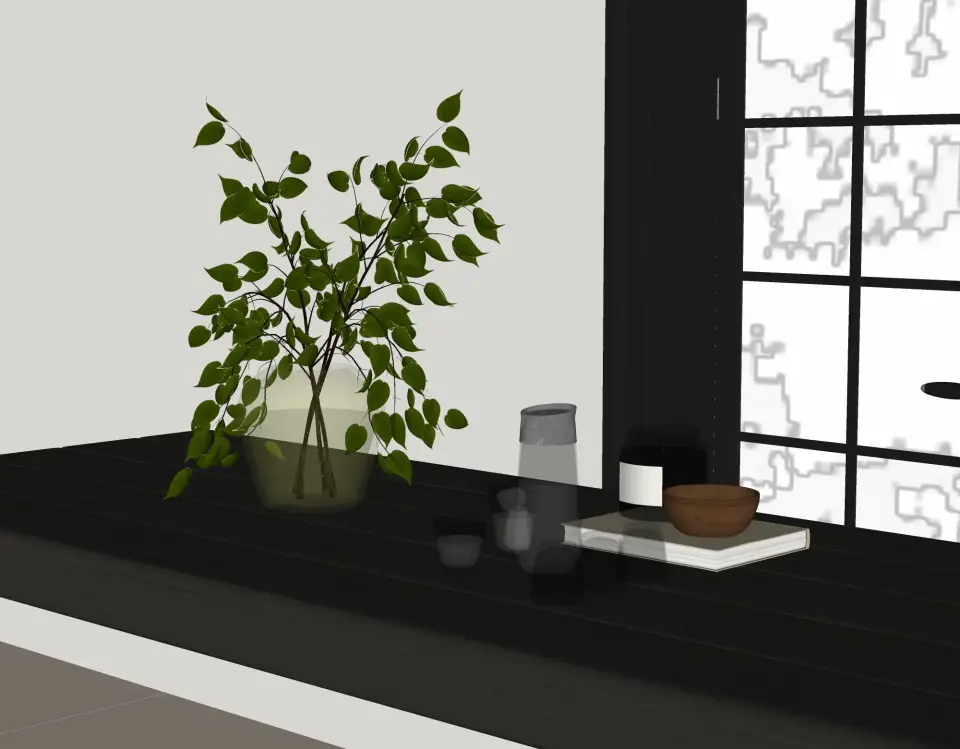 现代花瓶 植物 桌面摆件 书本