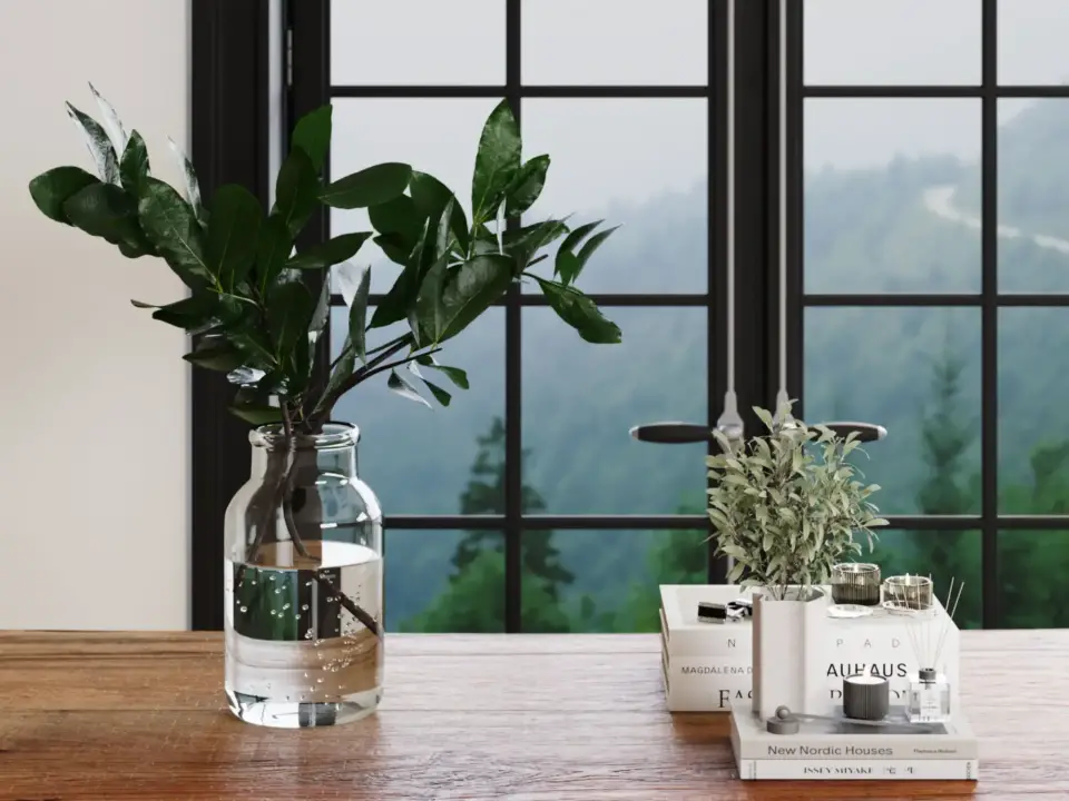 现代花瓶 花瓶 摆件 桌面摆件 植物