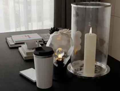 现代餐桌摆件 蜡烛 杯子 书籍 工艺品