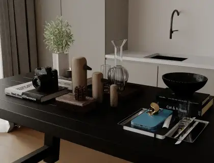 现代餐桌摆件 盆栽 相机 工艺品 酒具 碗 手机